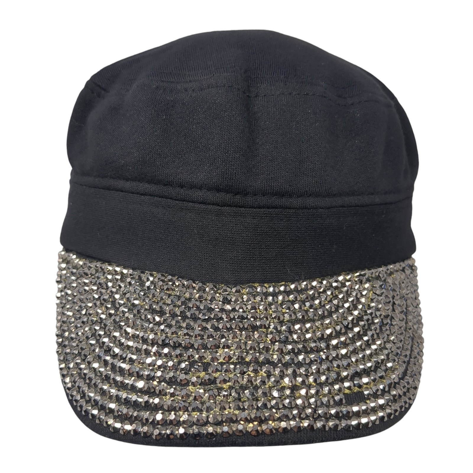 Bejeweled Bling Cadet Army Cap Black One Size Adjustable Rhinestone Blank